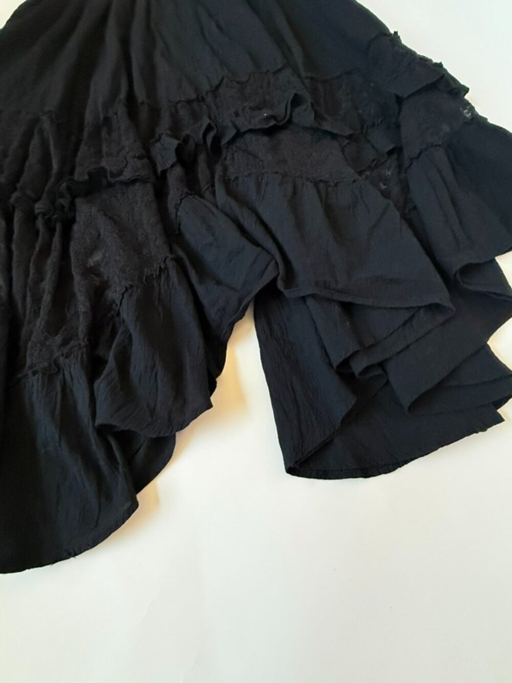 Natural Life Womens XL Long Asymmetric Skirt Black Lace Goth Vamp Witchy Maxi - Picture 4 of 6